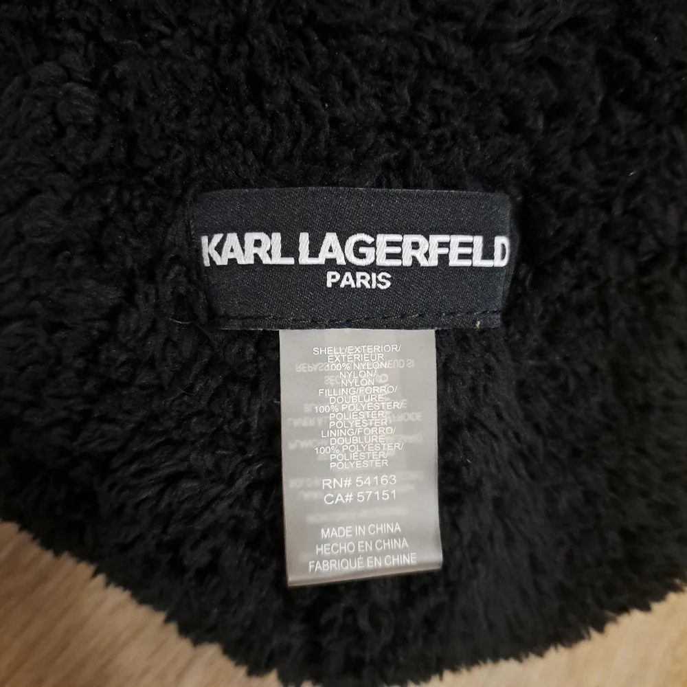 Karl Lagerfeld Kids Black Trapper Cap / Hat Ear Flaps Quilt Style